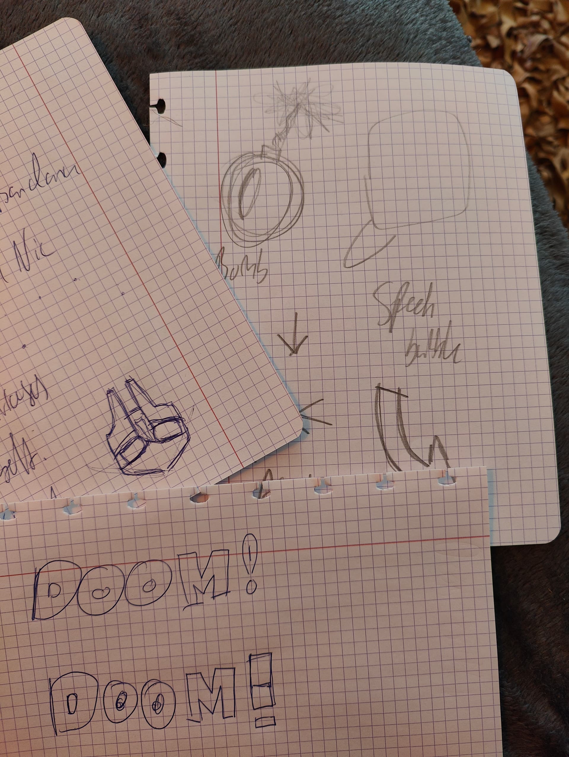 Sketch of MF Doom mask and applique stencil ideas