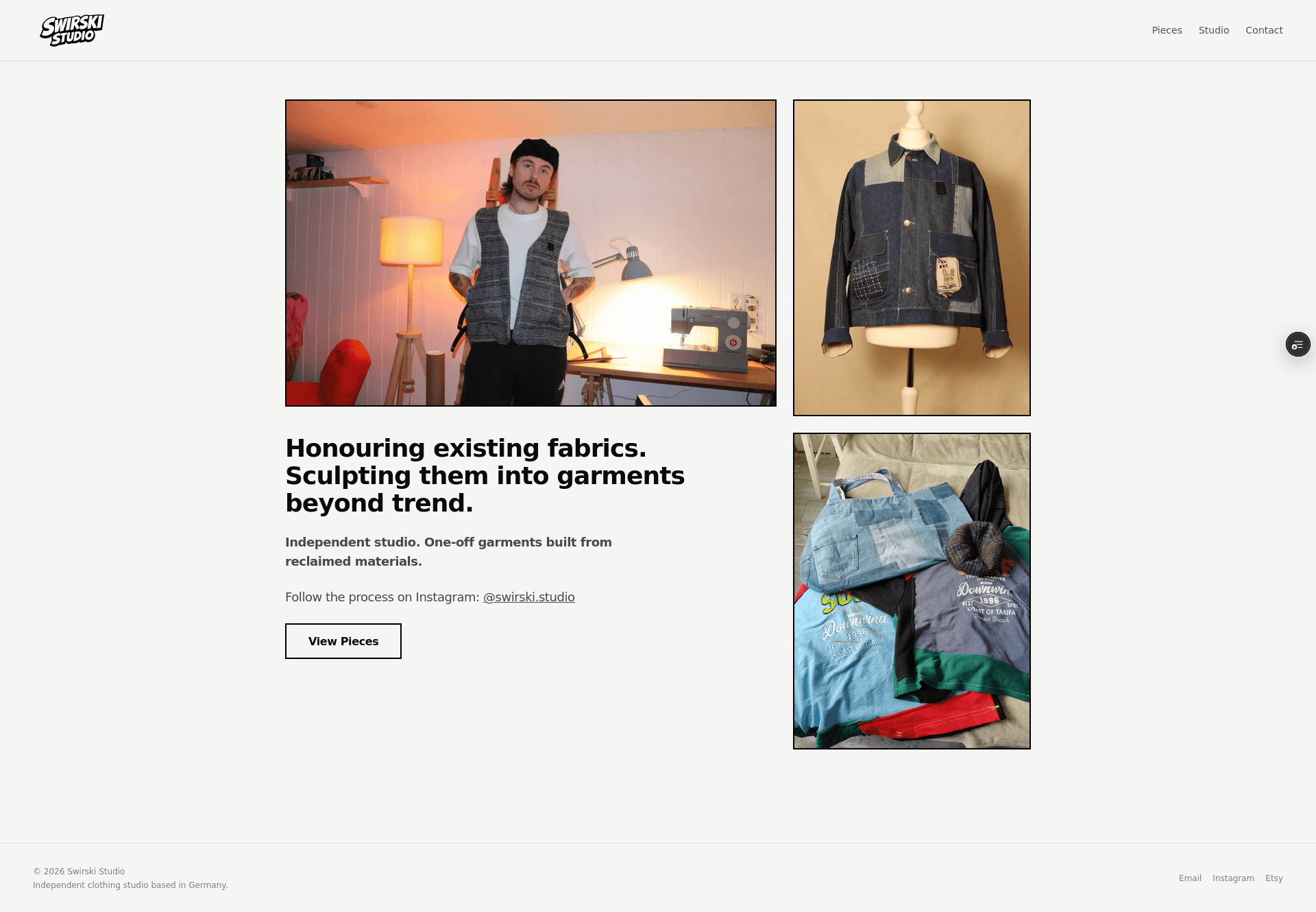 Screenshot of the Swirski Studio website