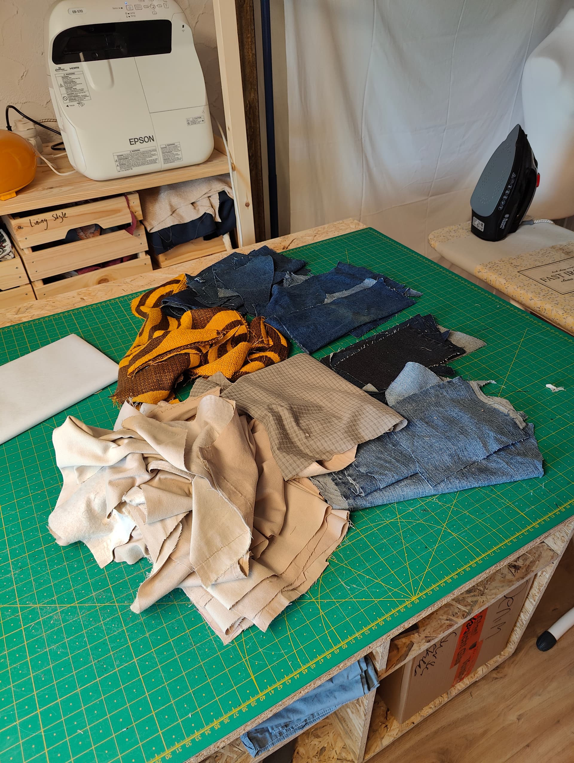 pile of fabric that was used to create the vest!